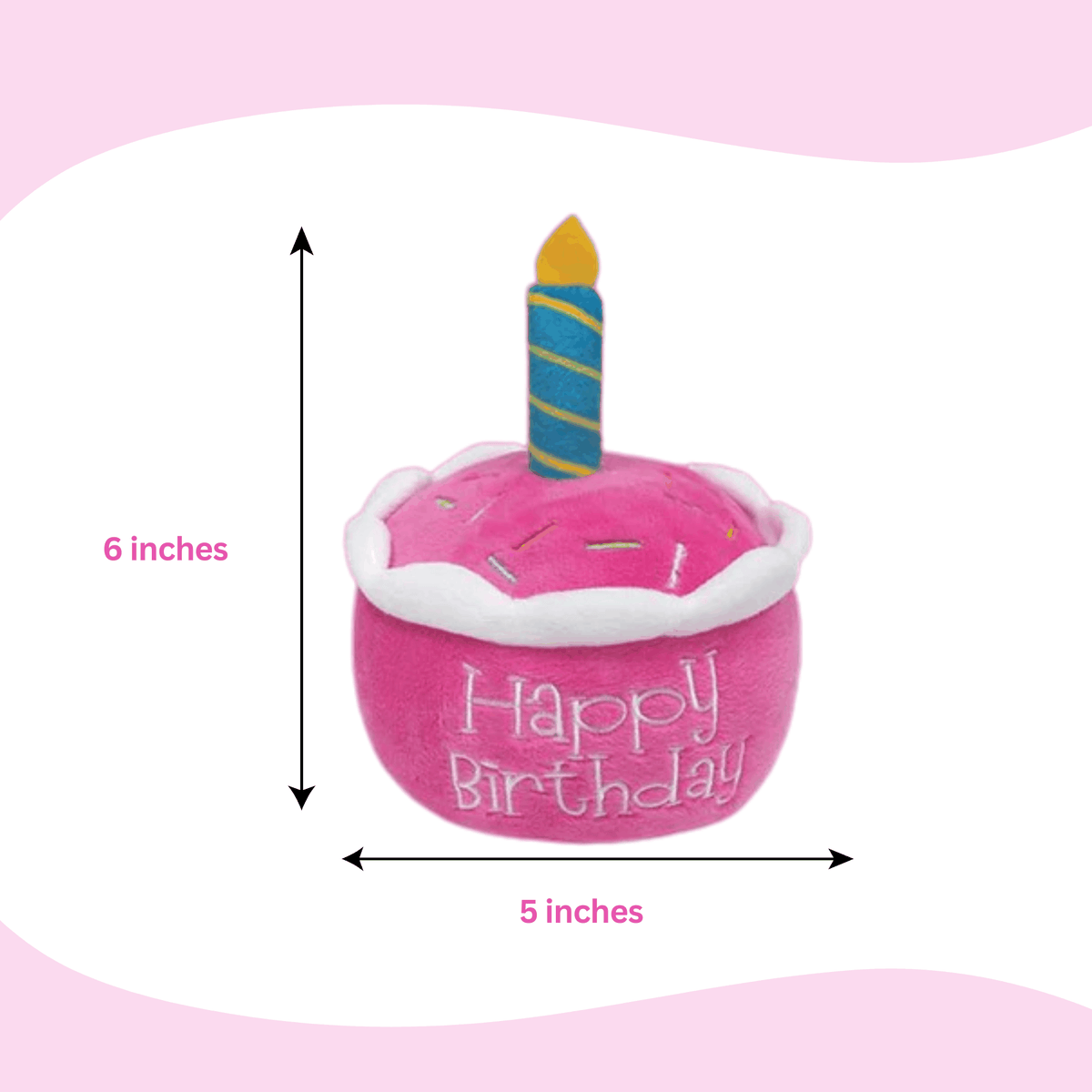 Glow Pups: Pink Birthday Cake Squeaky Plush Dog Toy