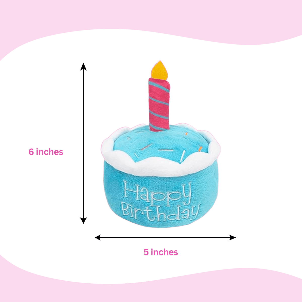 Glow Pups: Blue Birthday Cake Squeaky Plush Dog Toy