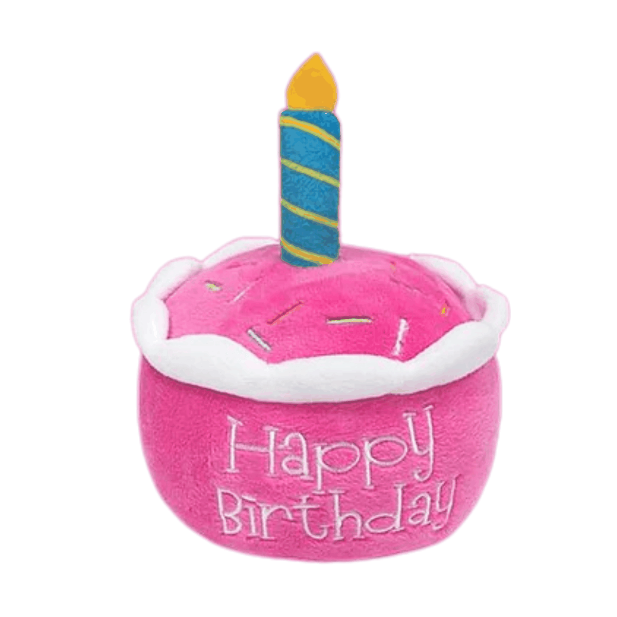 Glow Pups: Pink Birthday Cake Squeaky Plush Dog Toy