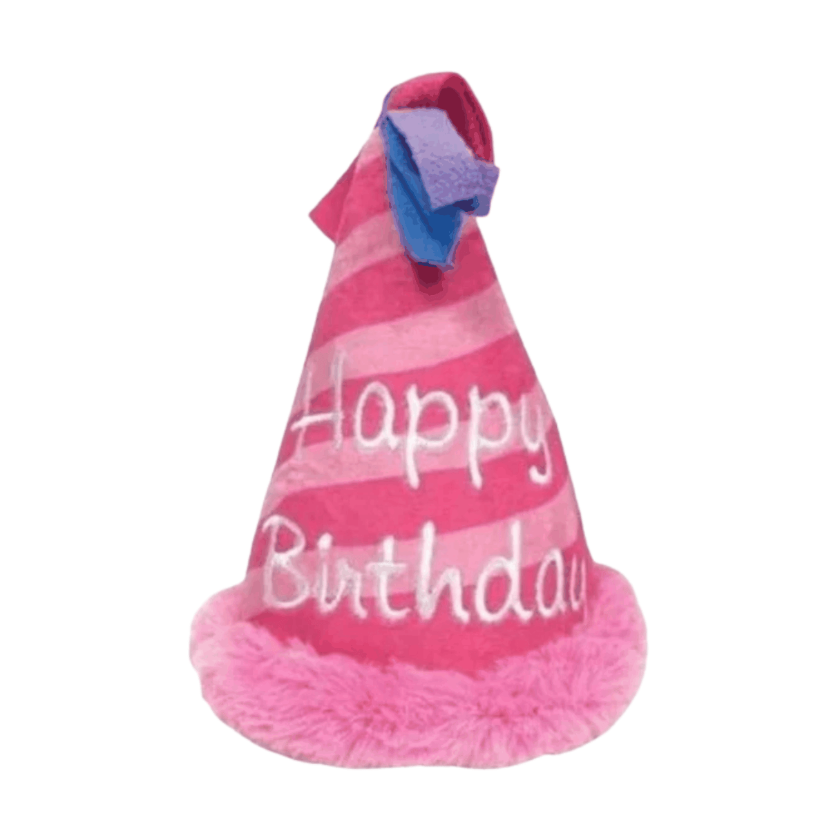 Glow Pups: Pink Birthday Hat Squeaky Plush Dog Toy