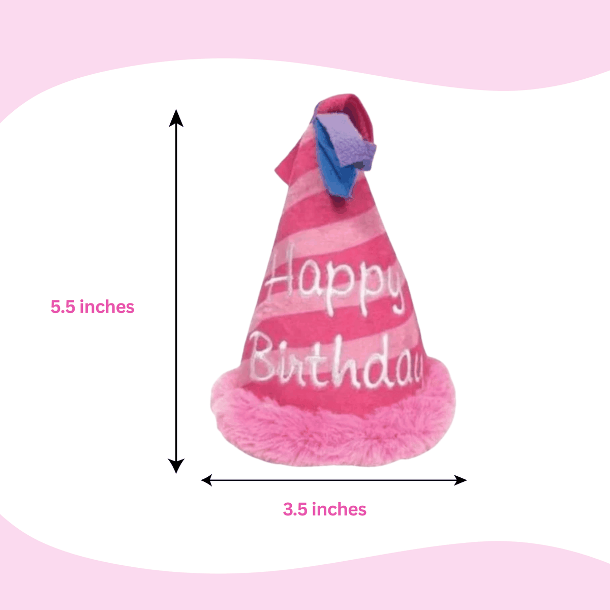 Glow Pups: Pink Birthday Hat Squeaky Plush Dog Toy