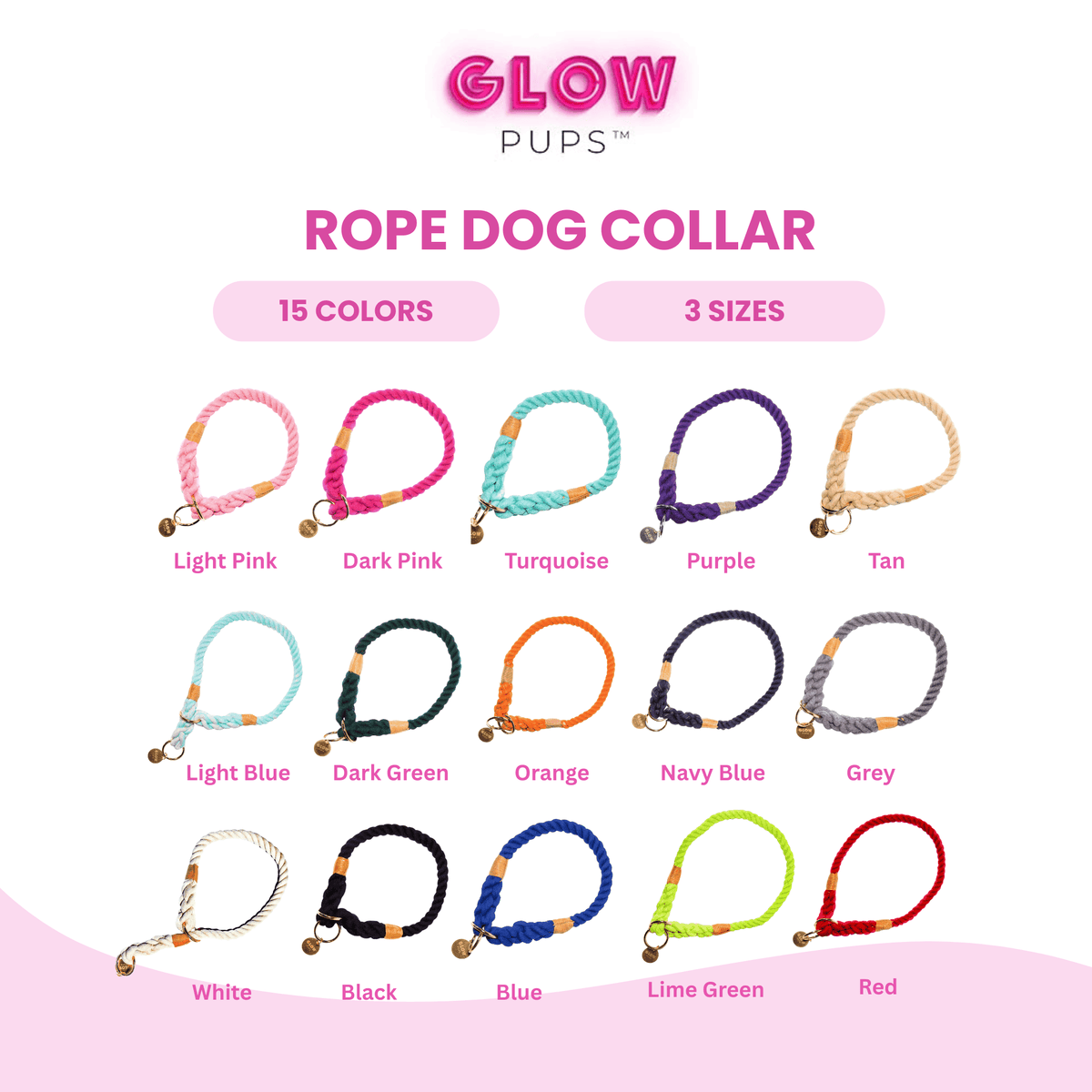 Glow Pups: Light Blue Stylish Rope Slip Dog Collar