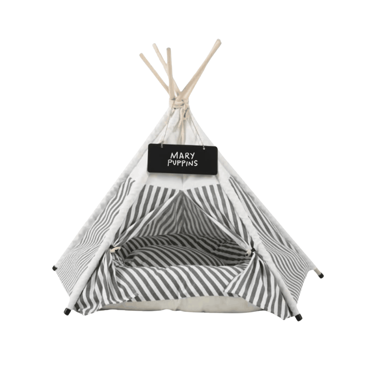 Glow Pups: Grey and White Striped Pet Teepee Dog Bed