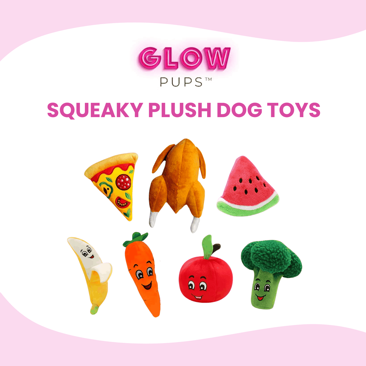 Glow Pups: Broccoli Squeaky Plush Dog Toy