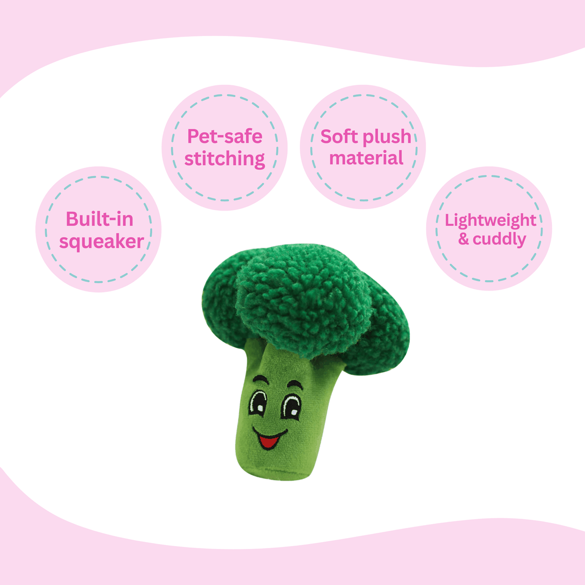 Glow Pups: Broccoli Squeaky Plush Dog Toy
