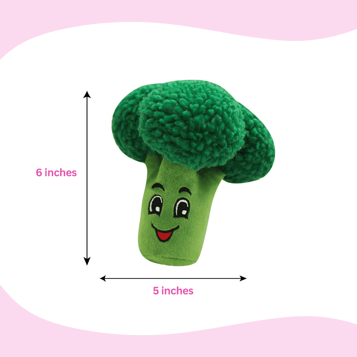 Glow Pups: Broccoli Squeaky Plush Dog Toy