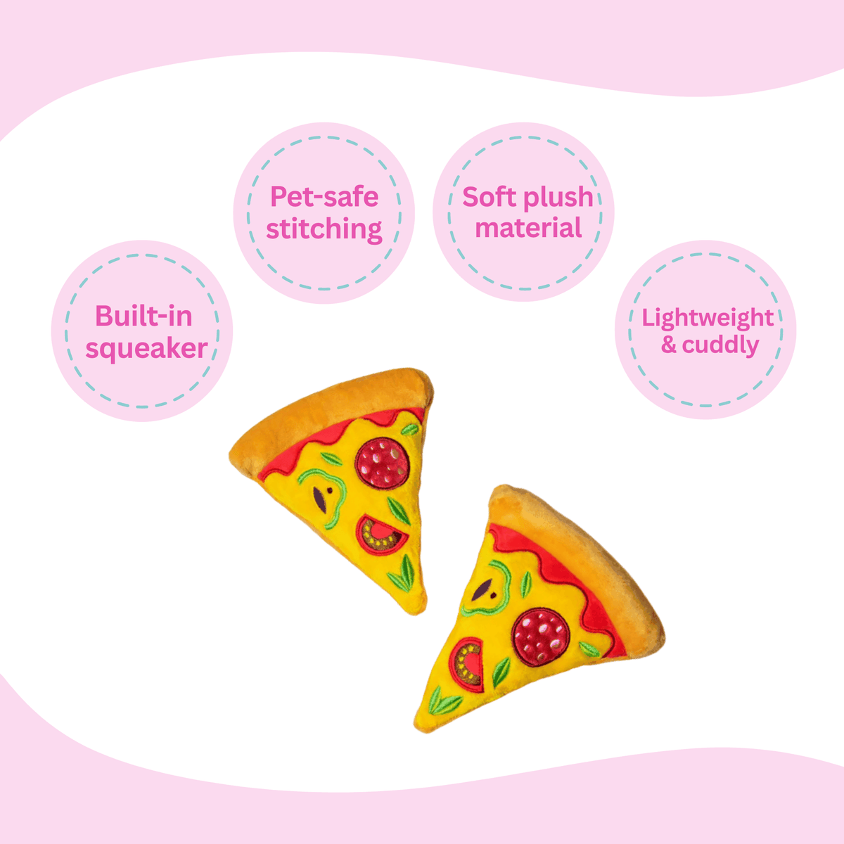 Glow Pups: Pizza Squeaky Plush Dog Toys - 2 Pack