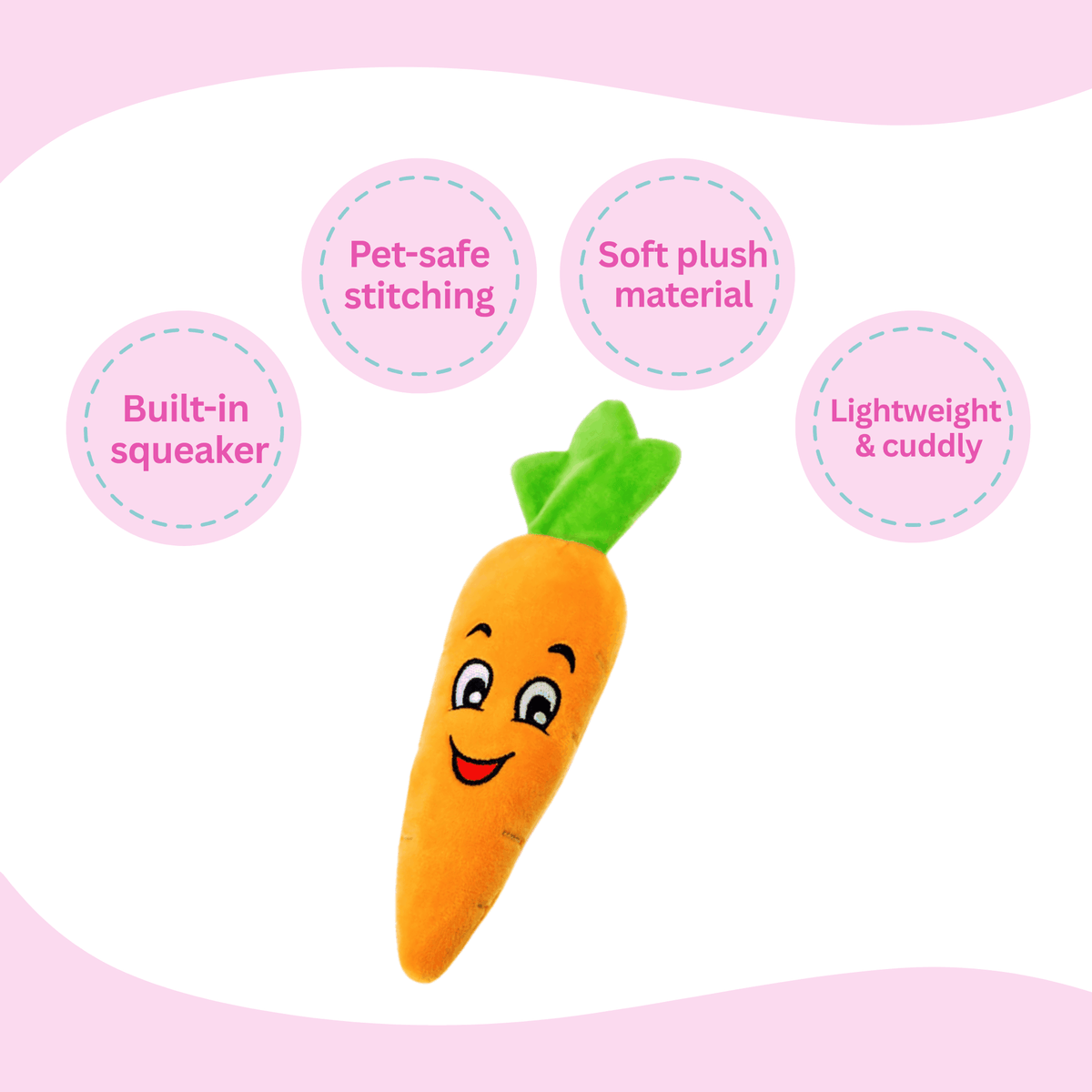 Glow Pups: Carrot Squeaky Plush Dog Toy