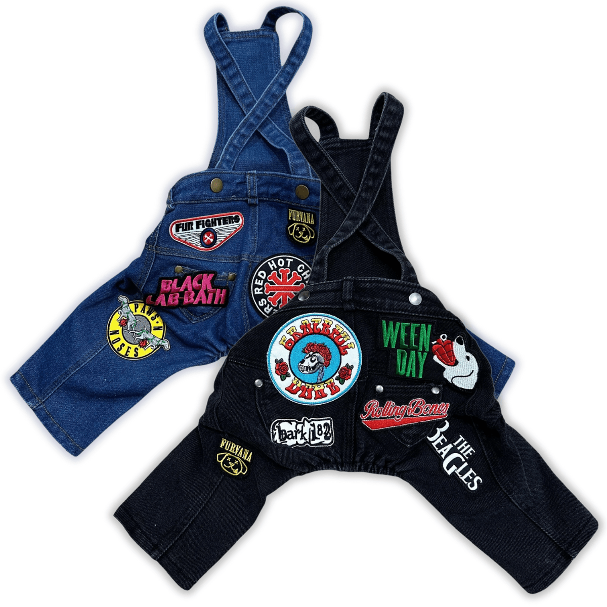 Heads or Tails Pup Ruff & Roll Denim Dog Overalls