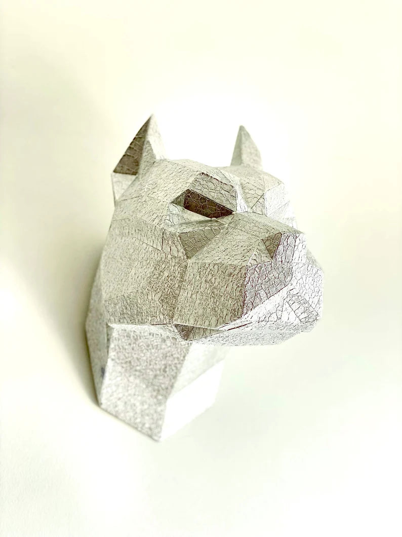 Cubic Pitbull Head Statue