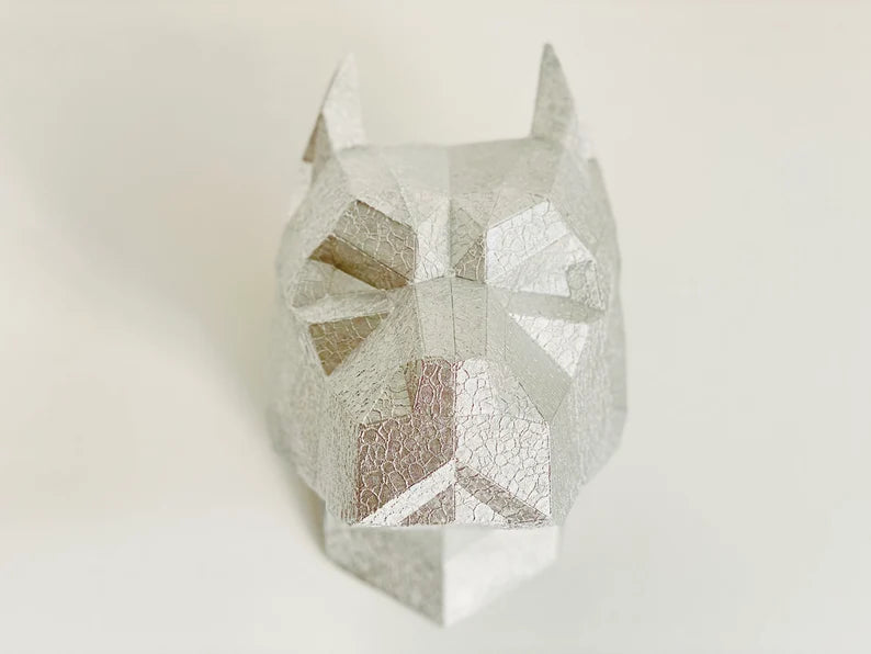 Cubic Pitbull Head Statue