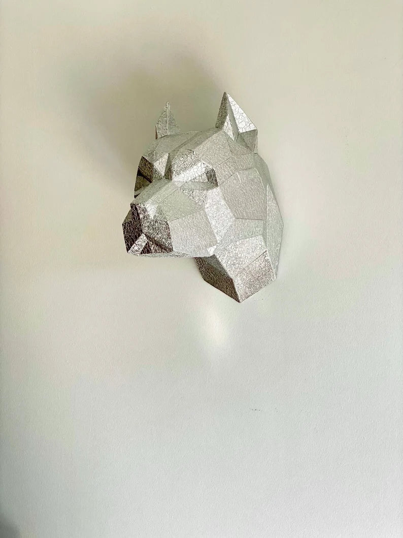 Cubic Pitbull Head Statue