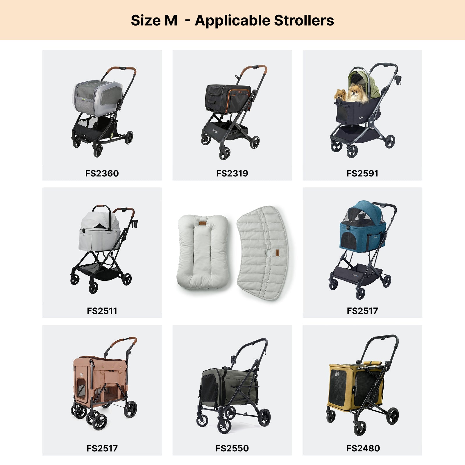ibiyaya All-Season Pet Stroller Cushion Set Medium