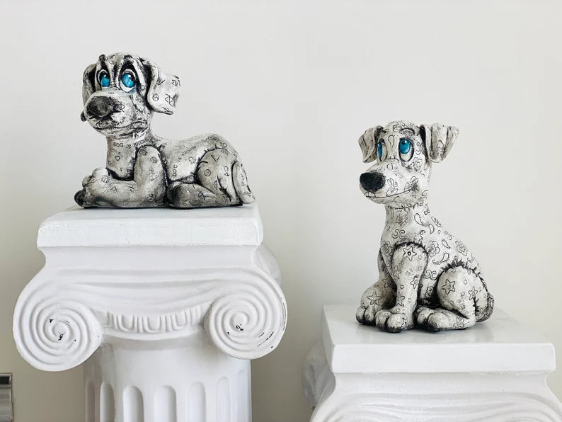 Cute Puppies Sculpture Set of 2