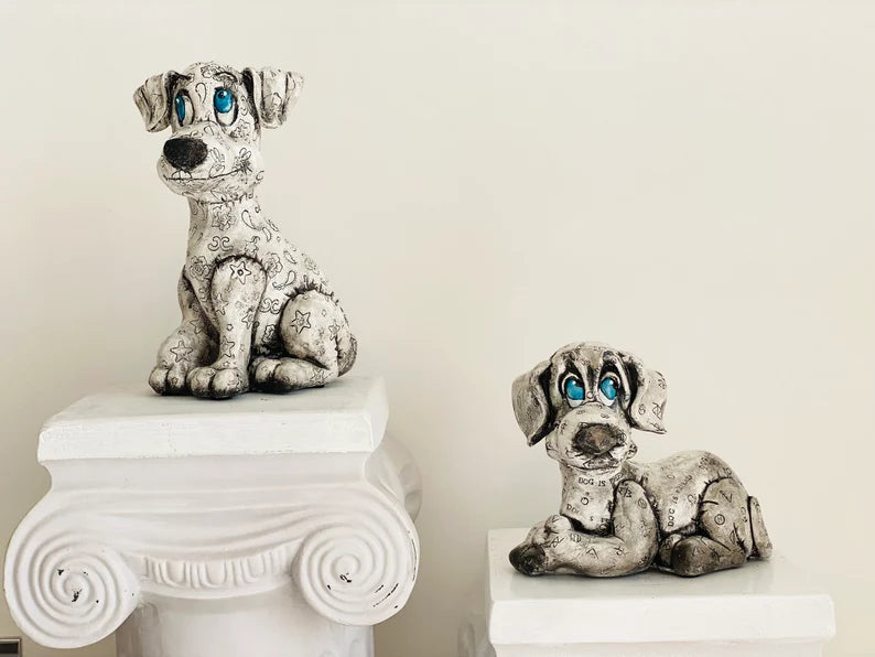 Cute Puppies Sculpture Set of 2
