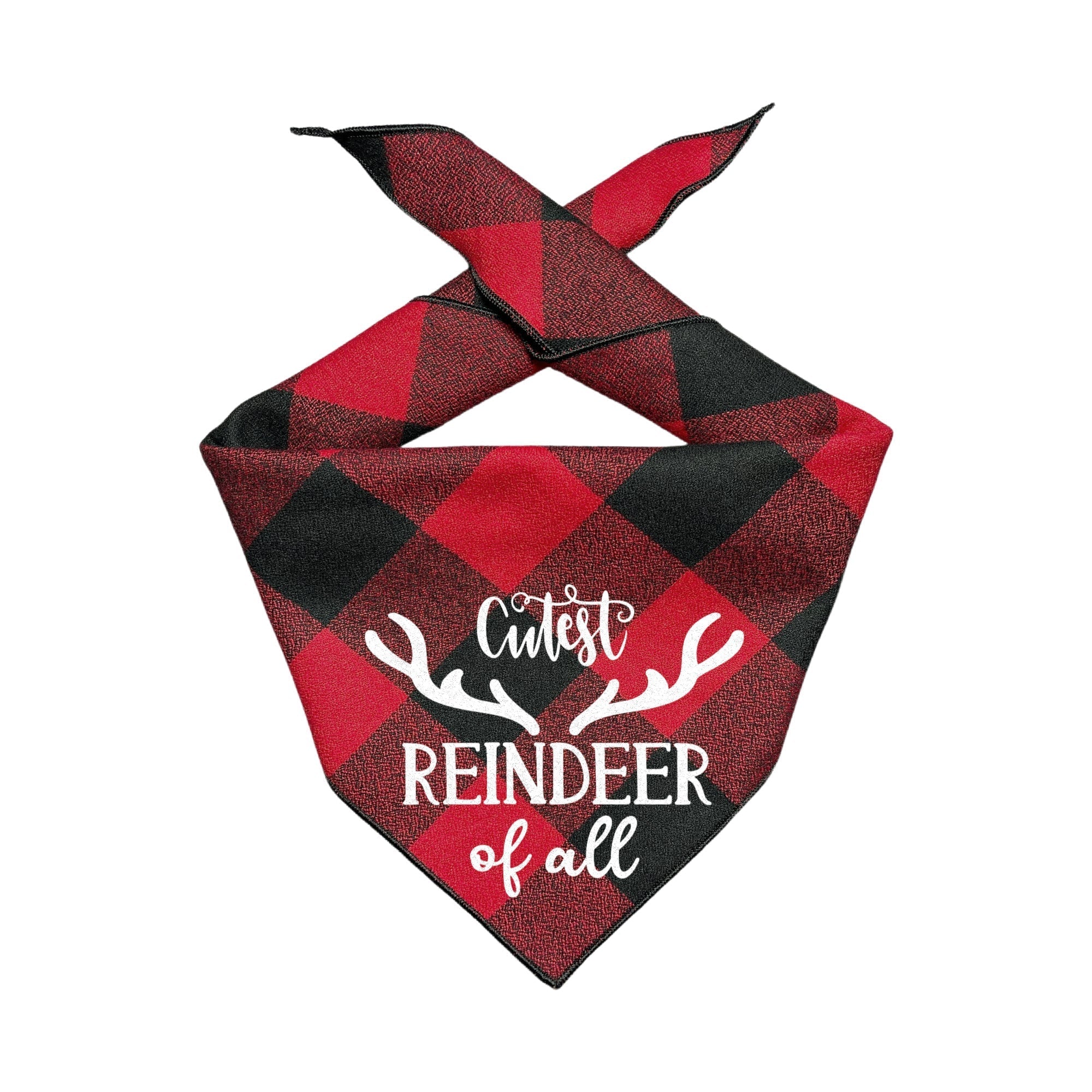Cutest Reindeer Red & Black Plaid Dog Bandana