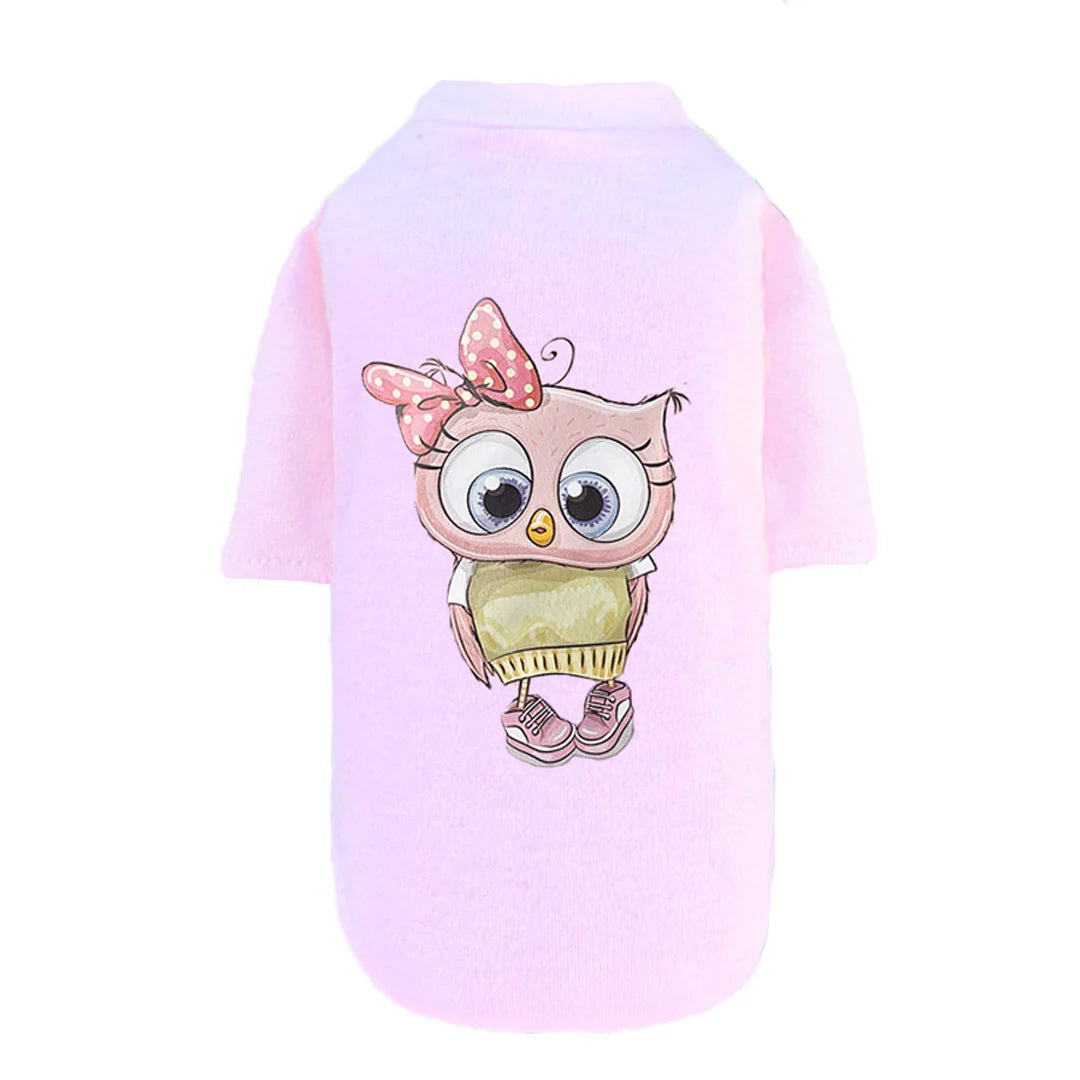 Hello Doggie Cutie Baby Pink Owl Dog Shirt