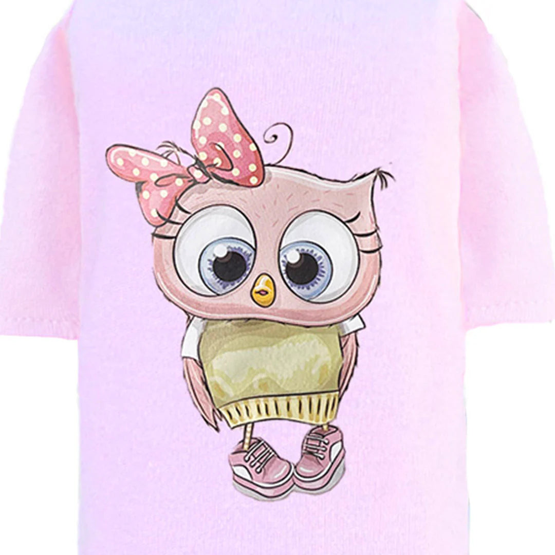 Hello Doggie Cutie Baby Pink Owl Dog Shirt