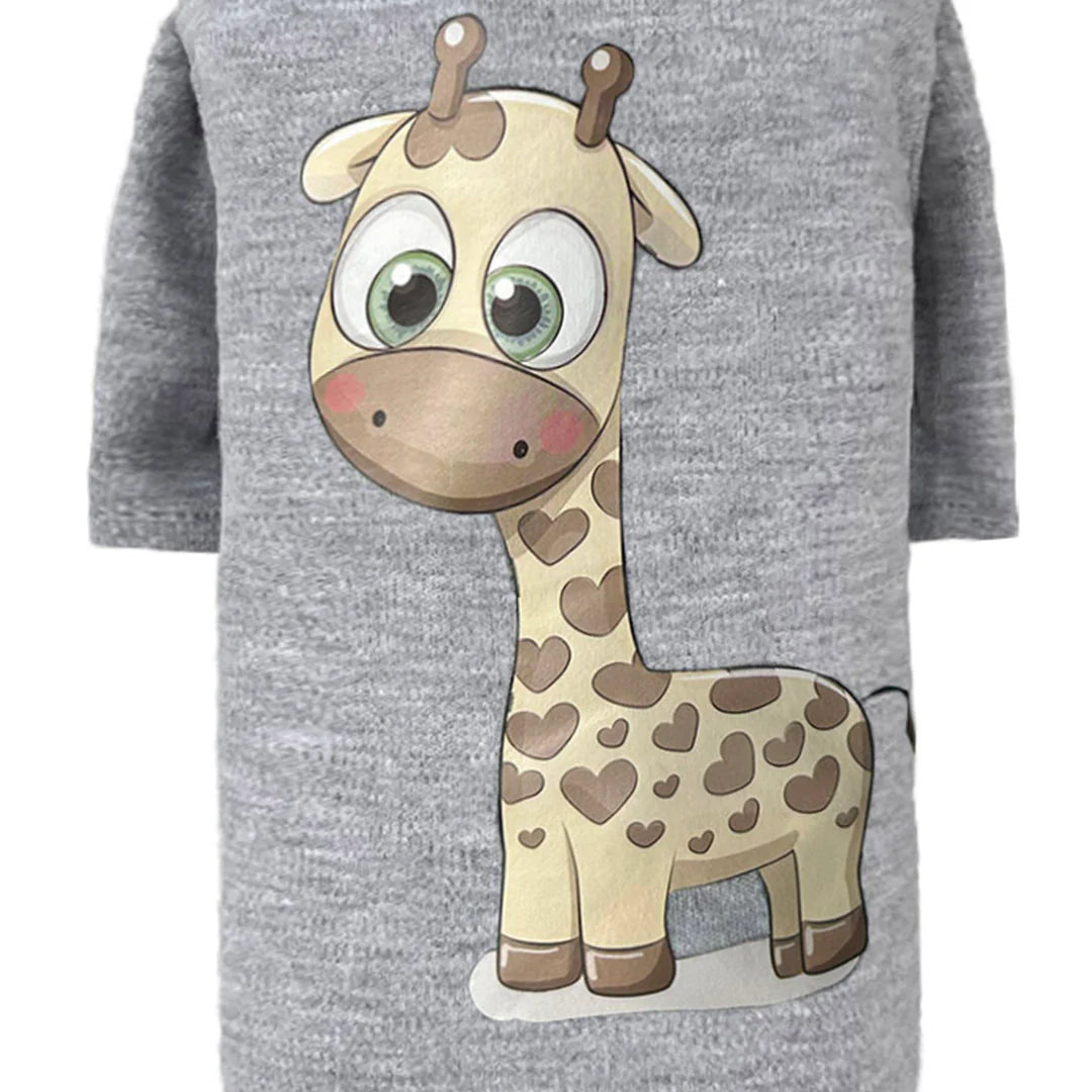Cutie Dog Tee Collection-Light Grey Giraffe