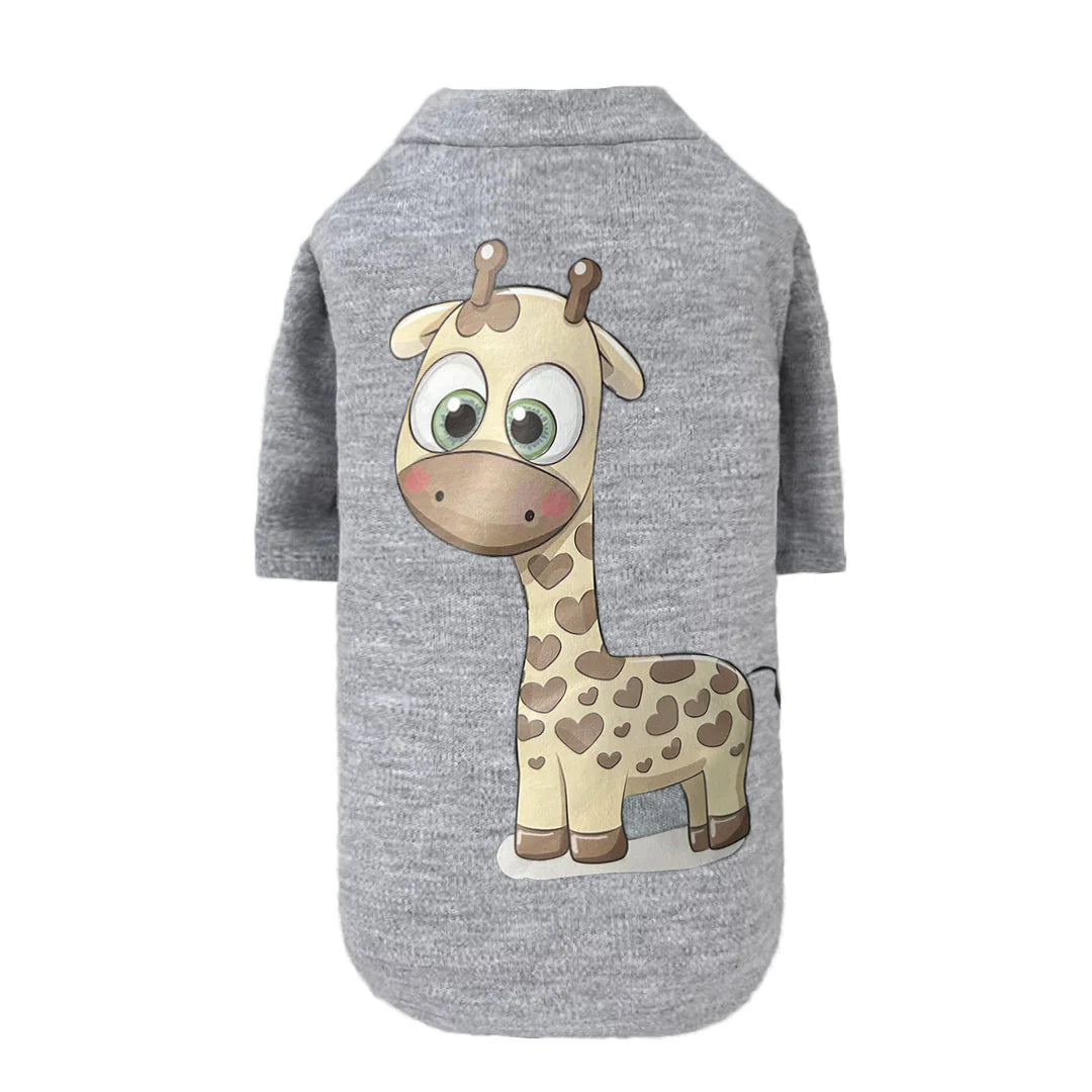 Cutie Dog Tee Collection-Light Grey Giraffe