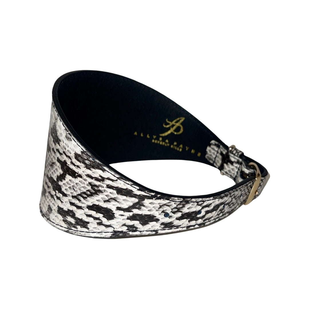Allysa Payne White & Black 4-Inch Wide Snake Dog Collar