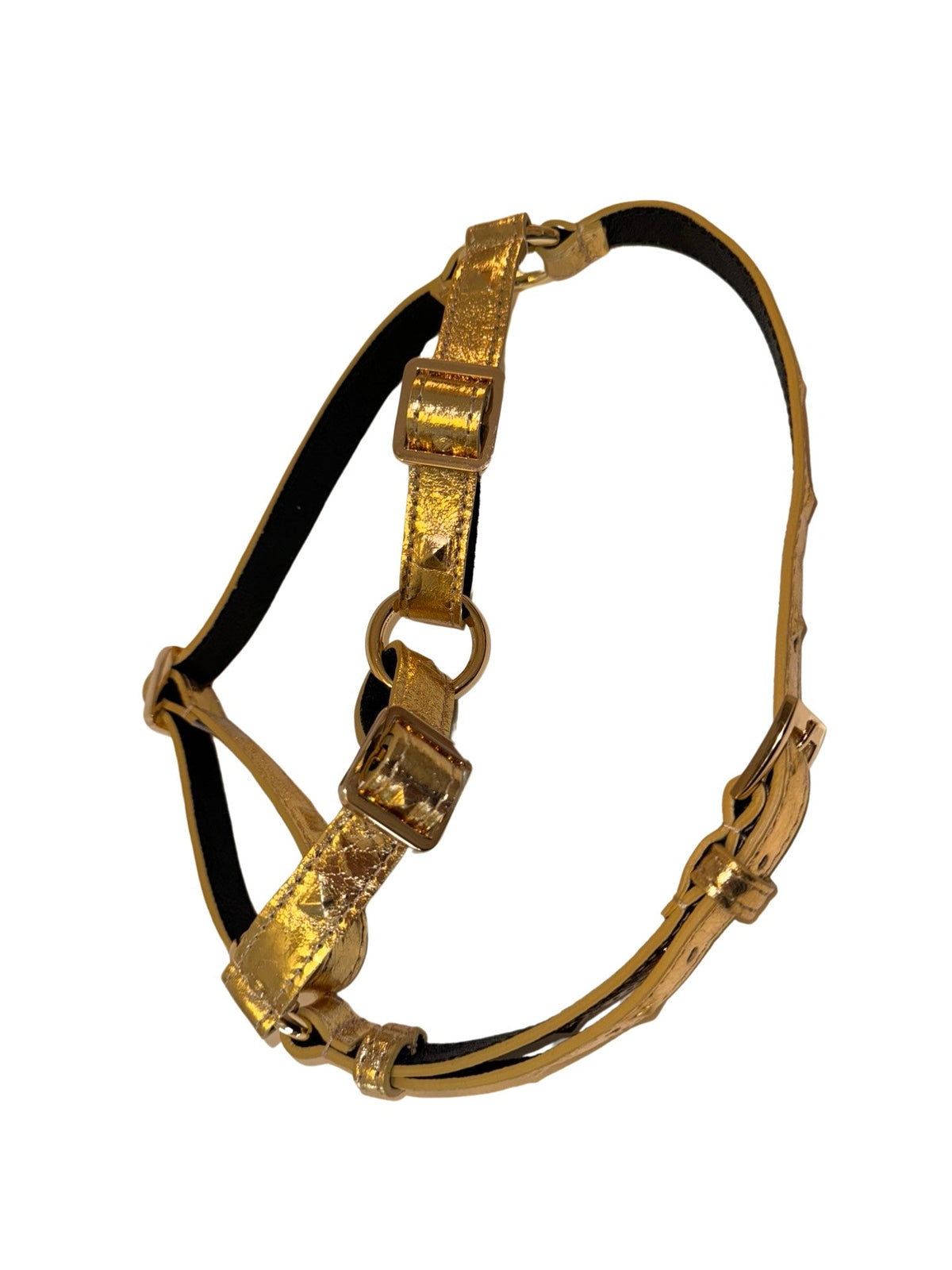 Allysa Payne Glam Gold Embossed Studded Italian Leather Dog Harness