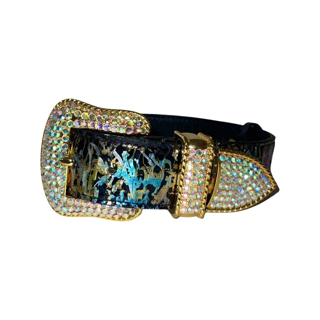 Allysa Payne One OF A Kind Art Deco Custom Snake Dog Collar With Swarovski Crystal Italian Hardware