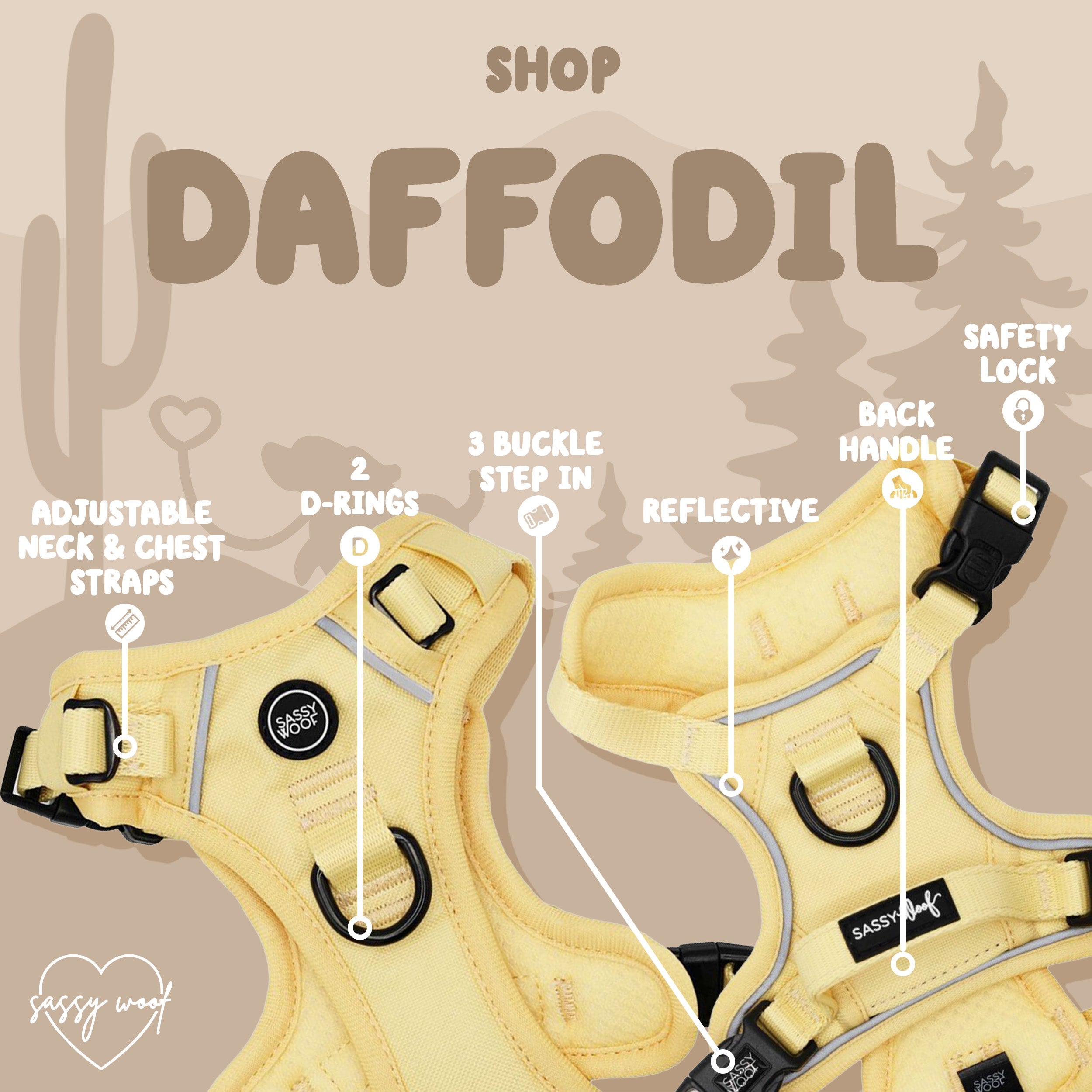 Dog Step-in Harness - Daffodil
