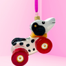 Dalmatian Dog Pull Toy Glass Ornament