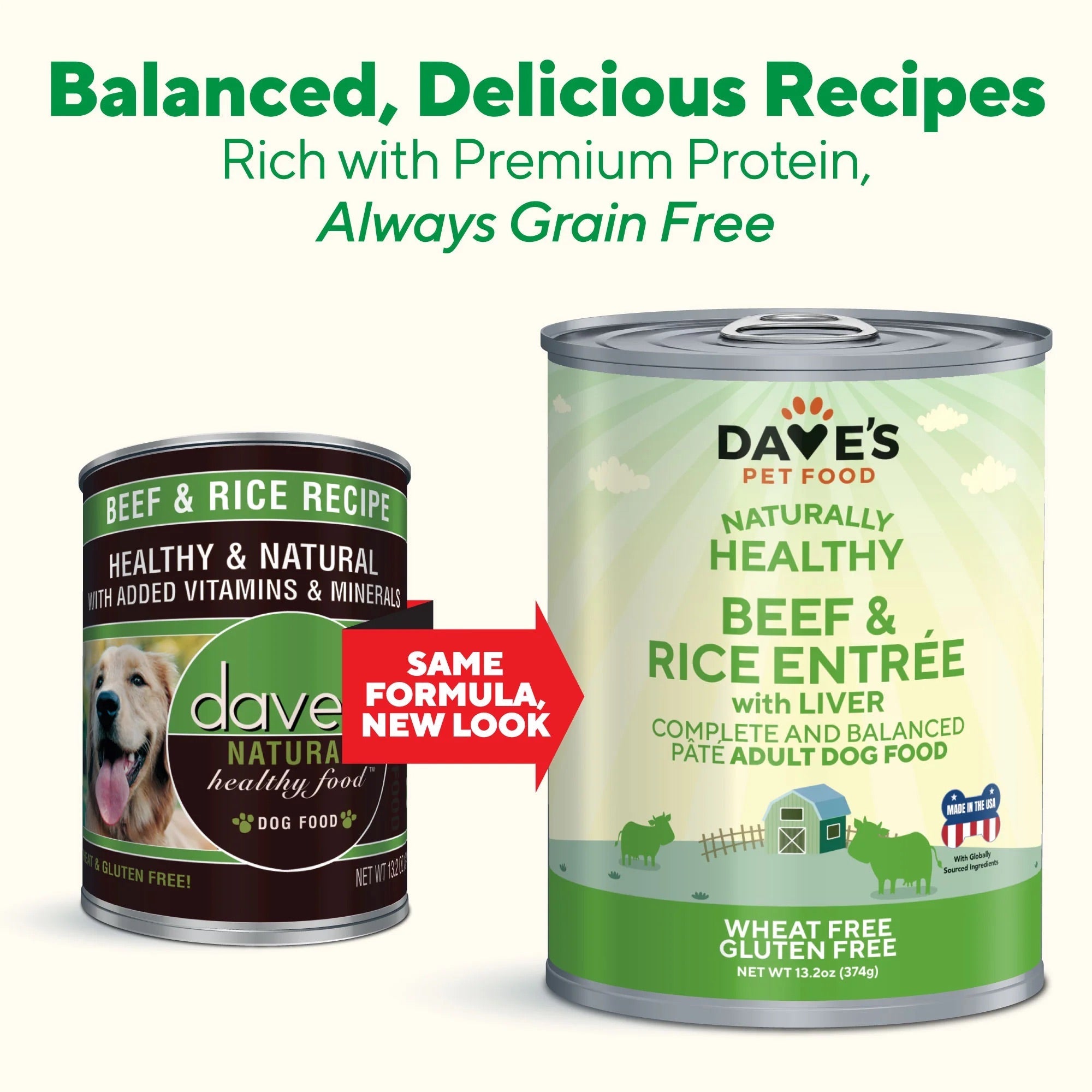 Daves Natural Beef & Rice Wet Dog Food (13.2oz)