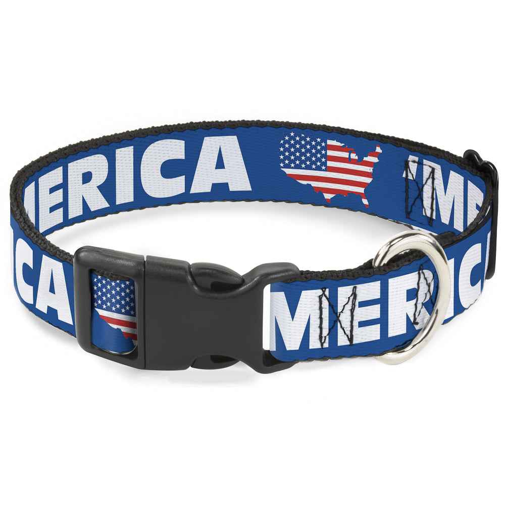 Plastic Clip Collar - MERICA/USA Silhouette Blue/White/US Flag