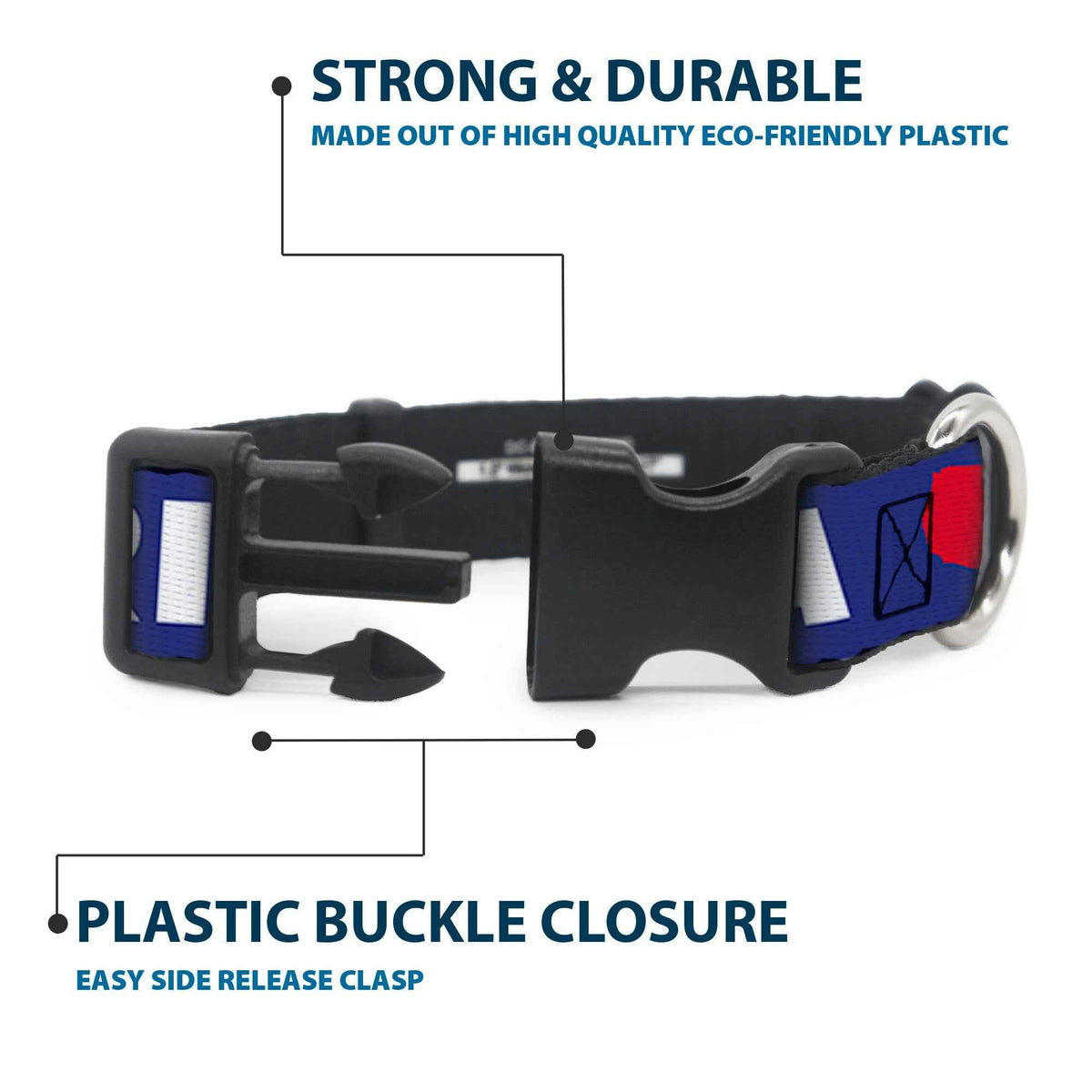 Plastic Clip Collar - MERICA/USA Silhouette Blue/White/Red