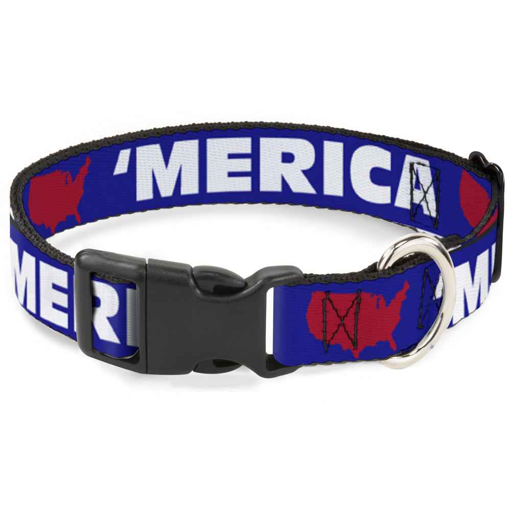 Plastic Clip Collar - MERICA/USA Silhouette Blue/White/Red
