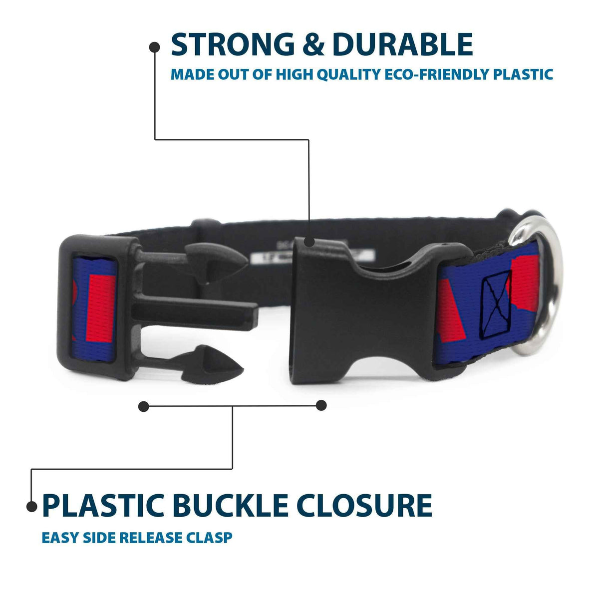 Plastic Clip Collar - MERICA/USA Silhouette Blue/Red