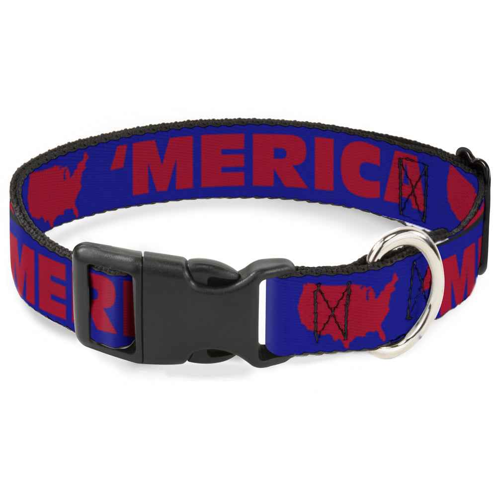Plastic Clip Collar - MERICA/USA Silhouette Blue/Red