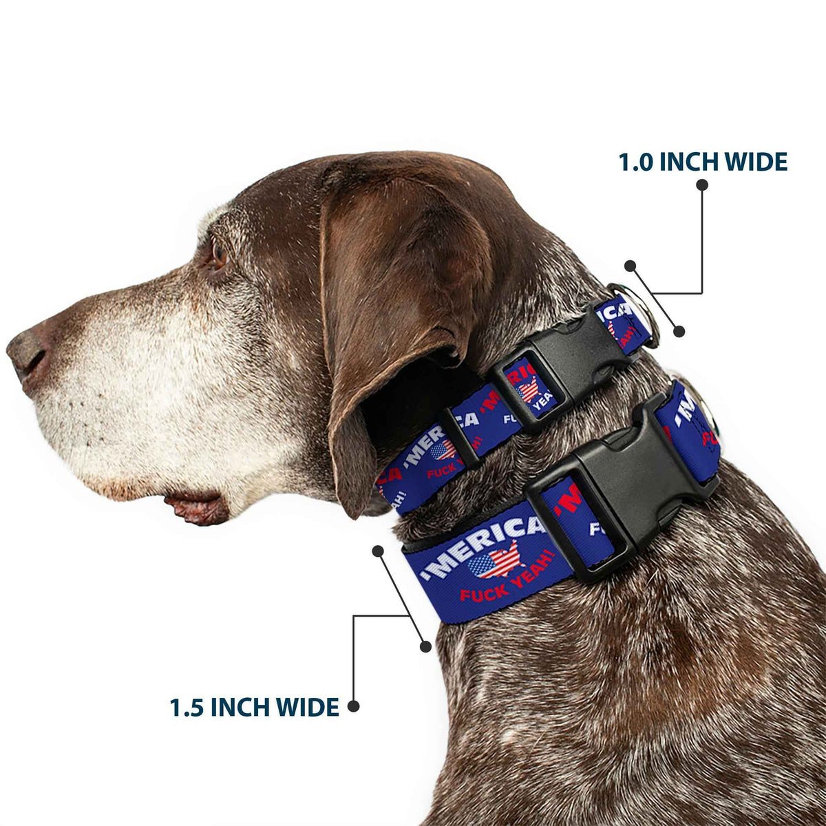 Plastic Clip Collar - MERICA FUCK YEAH!/USA Silhouette Blue/White/Red/US Flag