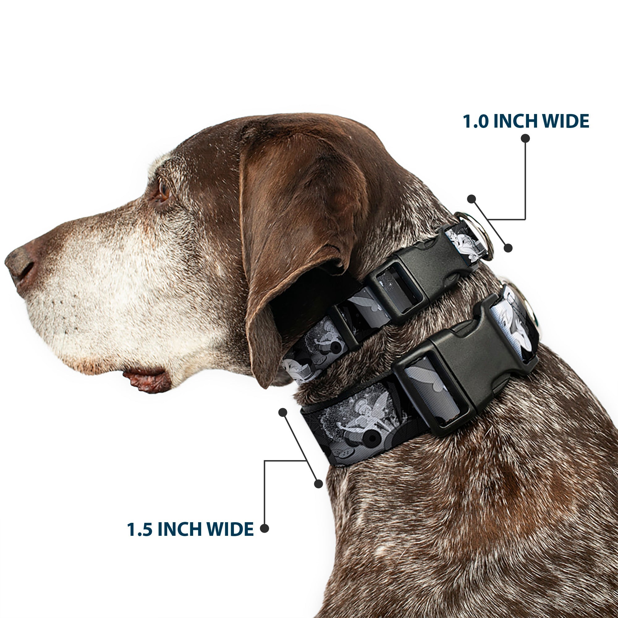 Plastic Clip Collar - Tinker Bell Scenes Black/White