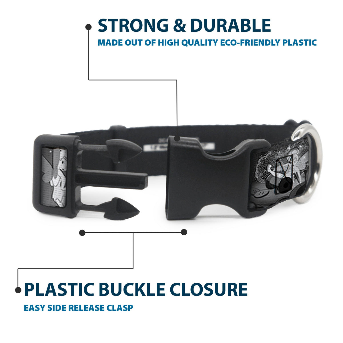 Plastic Clip Collar - Tinker Bell Scenes Black/White