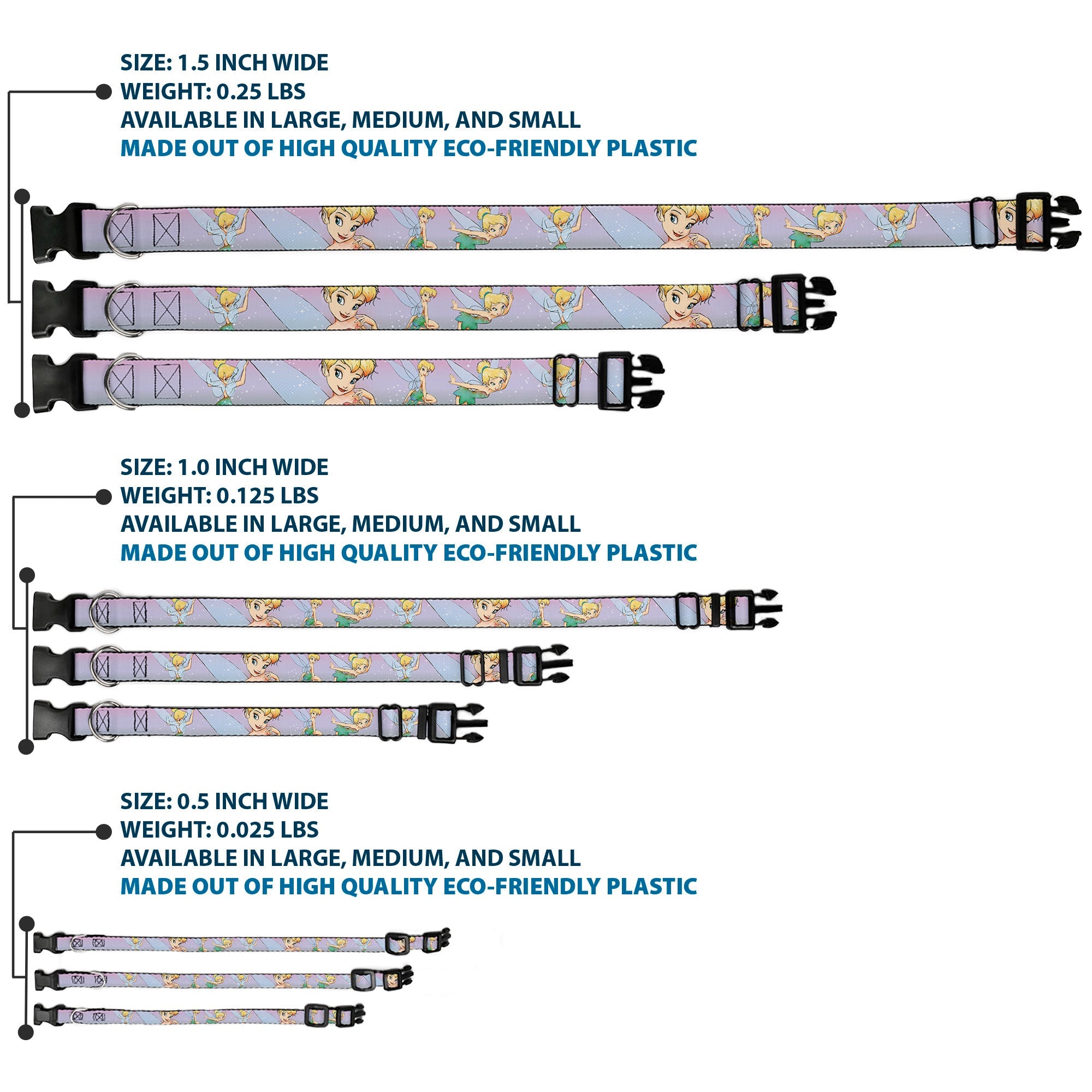 Plastic Clip Collar - Tinker Bell Poses Purple/Pink Fade