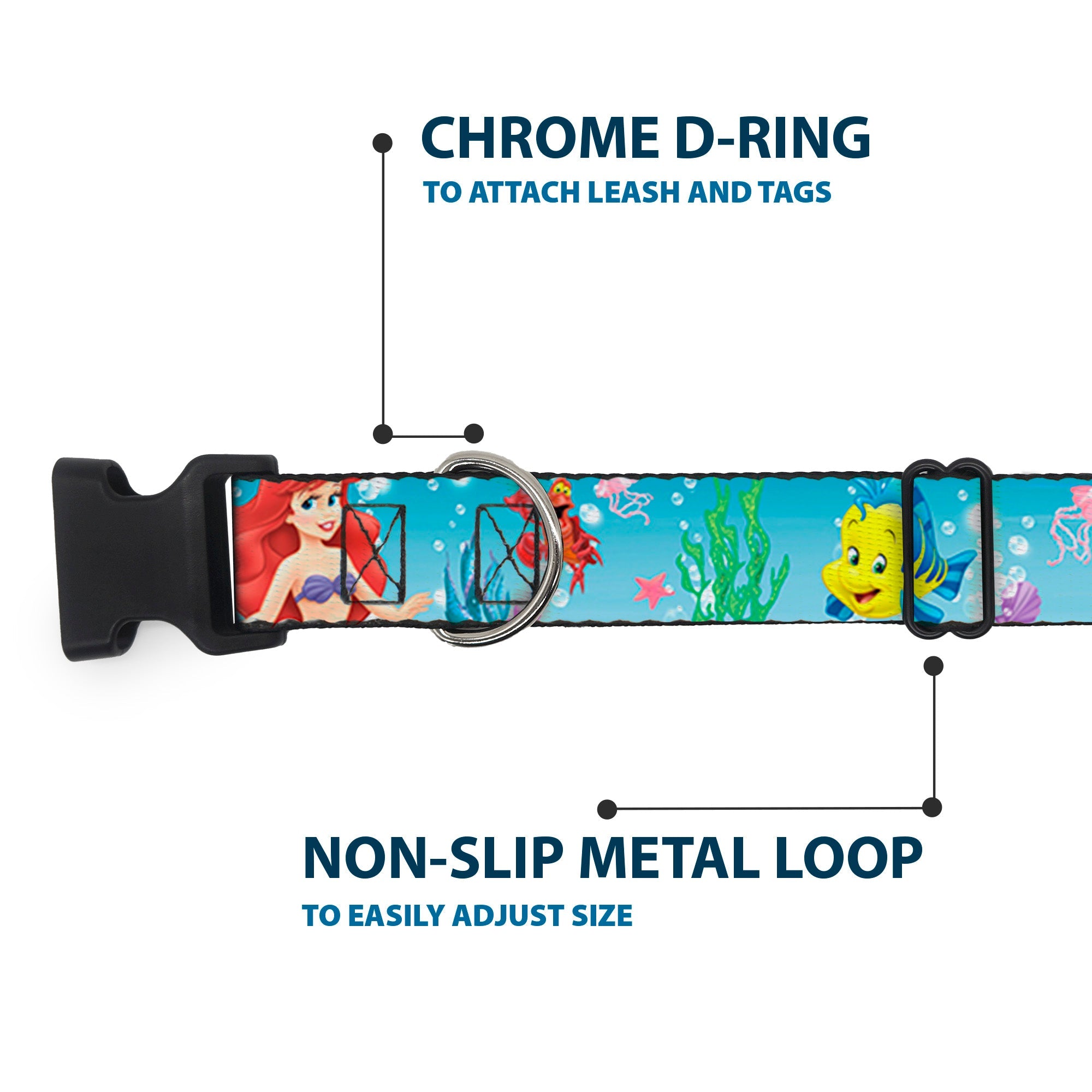 Plastic Clip Collar - Ariel, Sebastian & Flounder Scene2