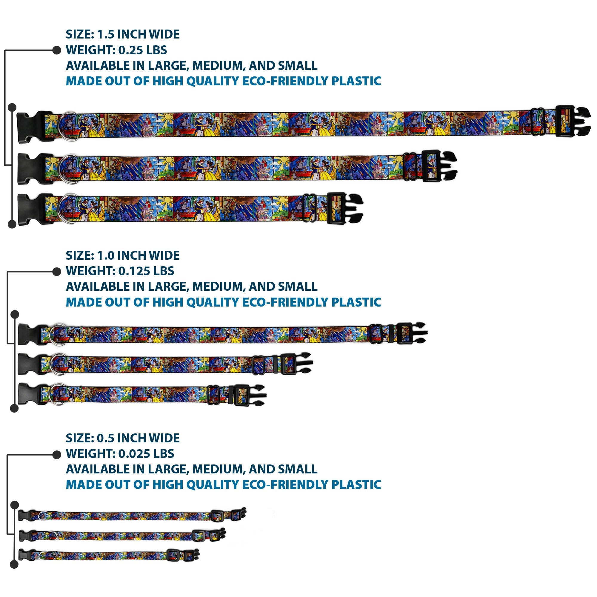Plastic Clip Collar - Beauty & the Beast Stained Glass Scenes