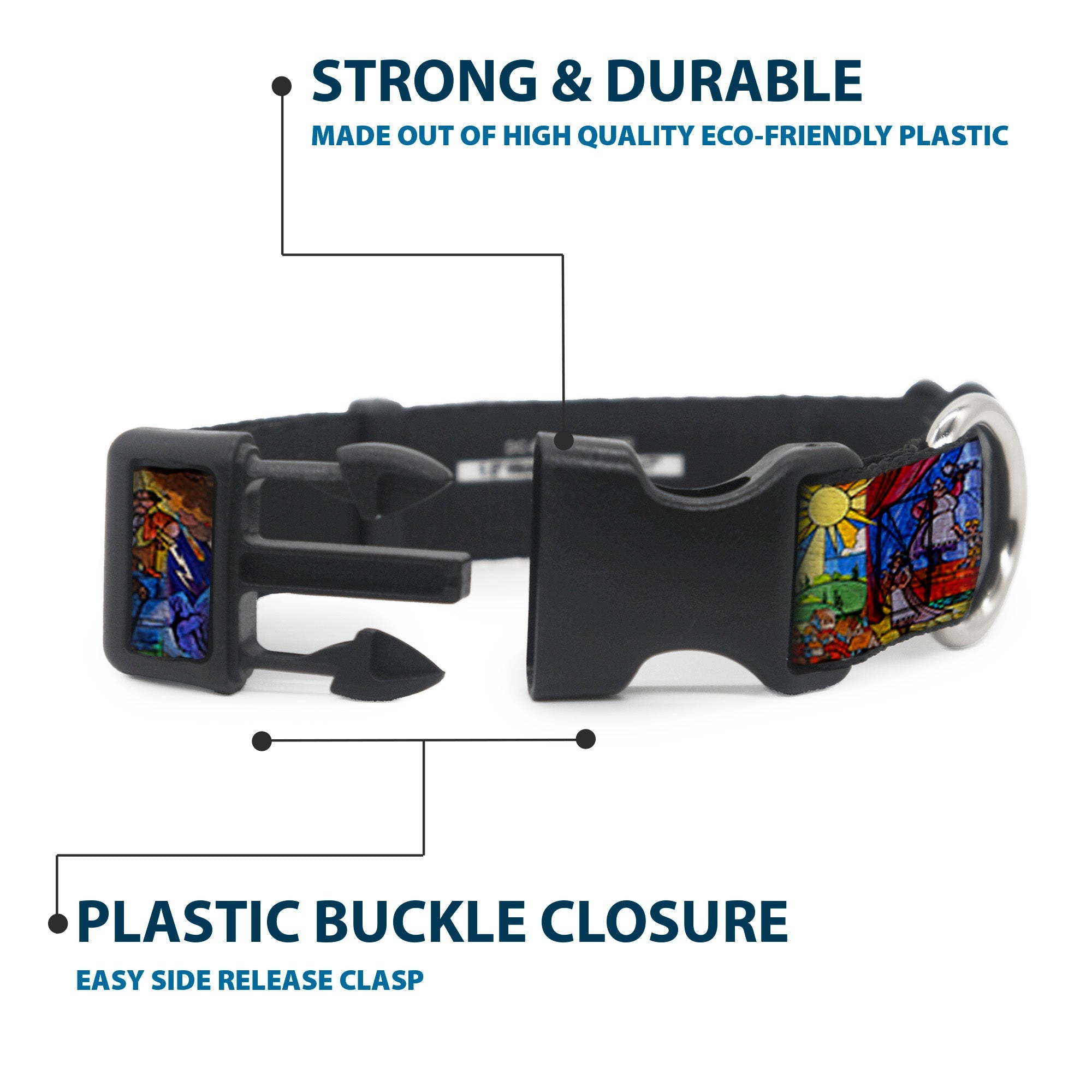 Plastic Clip Collar - Beauty & the Beast Stained Glass Scenes