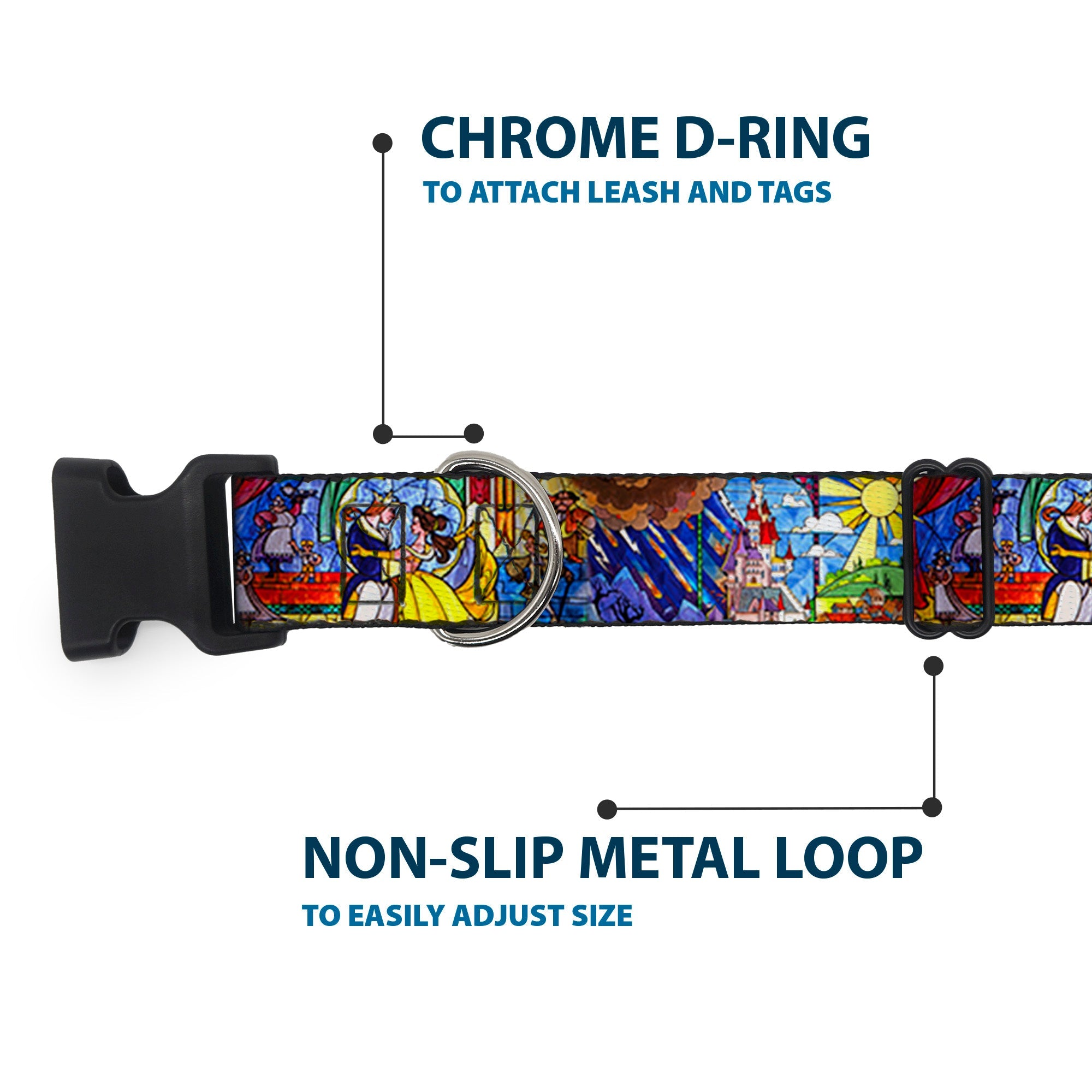Plastic Clip Collar - Beauty & the Beast Stained Glass Scenes