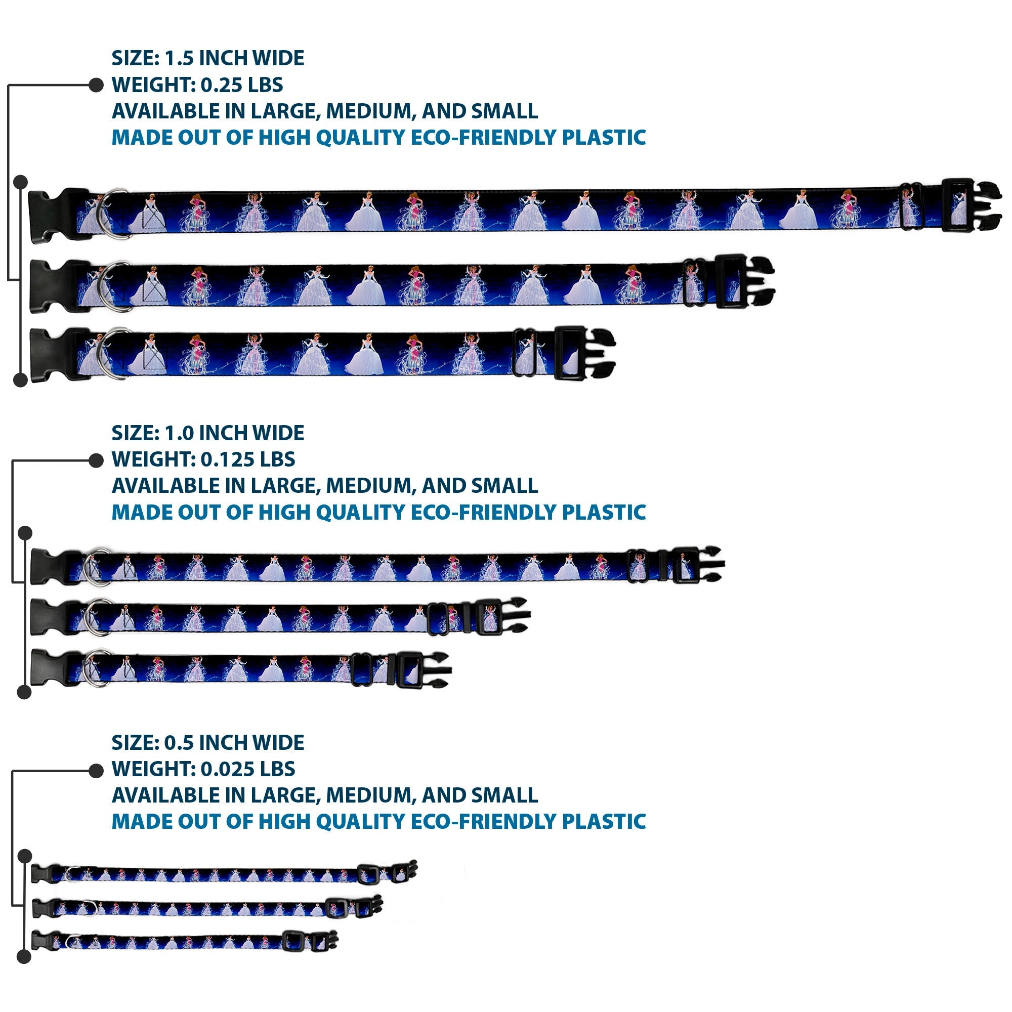 Plastic Clip Collar - Cinderella Transformation Blue Fade