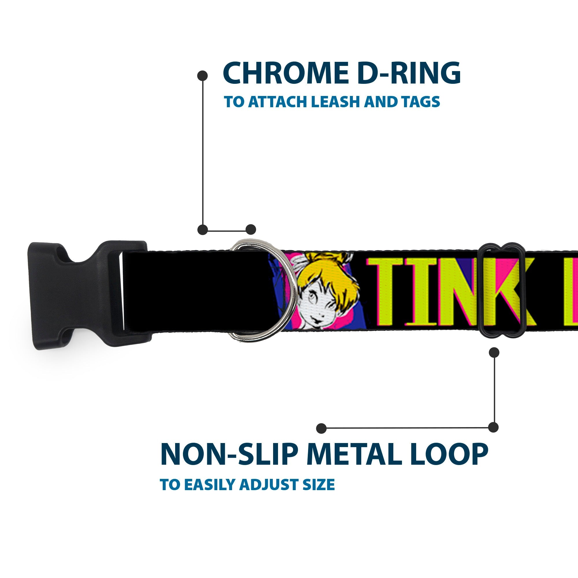 Plastic Clip Collar - TINK LUXE Sketch Black/Multi Neon