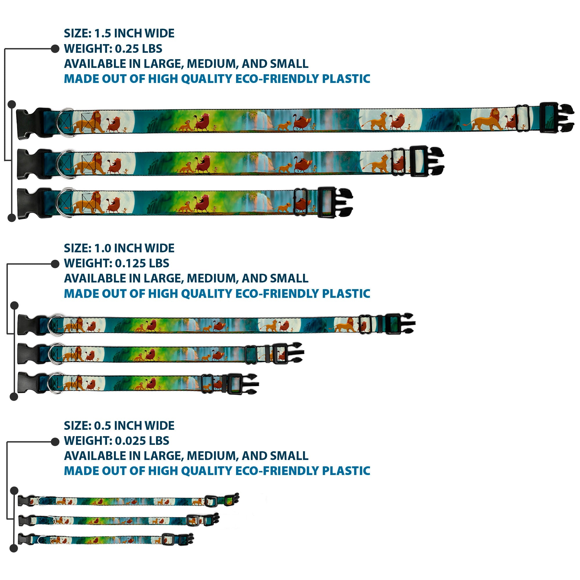 Plastic Clip Collar - Lion King Simba, Pumba & Timon Growing Up