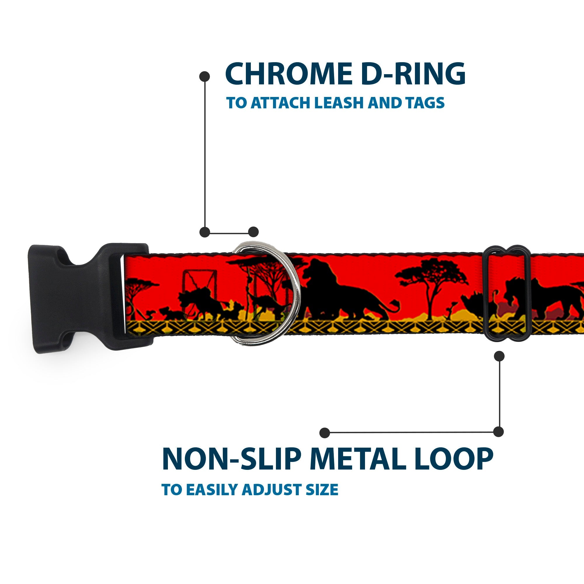 Plastic Clip Collar - Mufasa & Simba JUST CANT WAIT TO BE KING/Family Silhouette