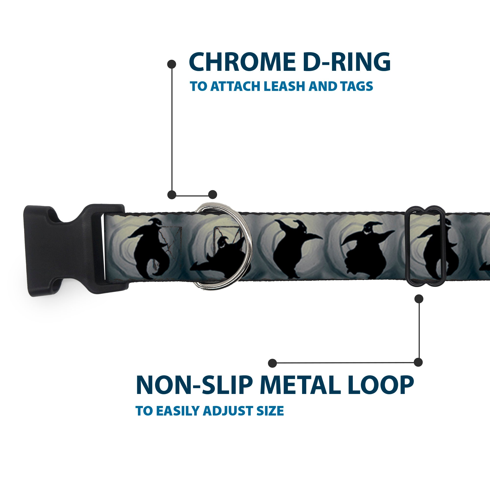 Plastic Clip Collar - Oogie Boogie Silhouette Poses Gray/Black