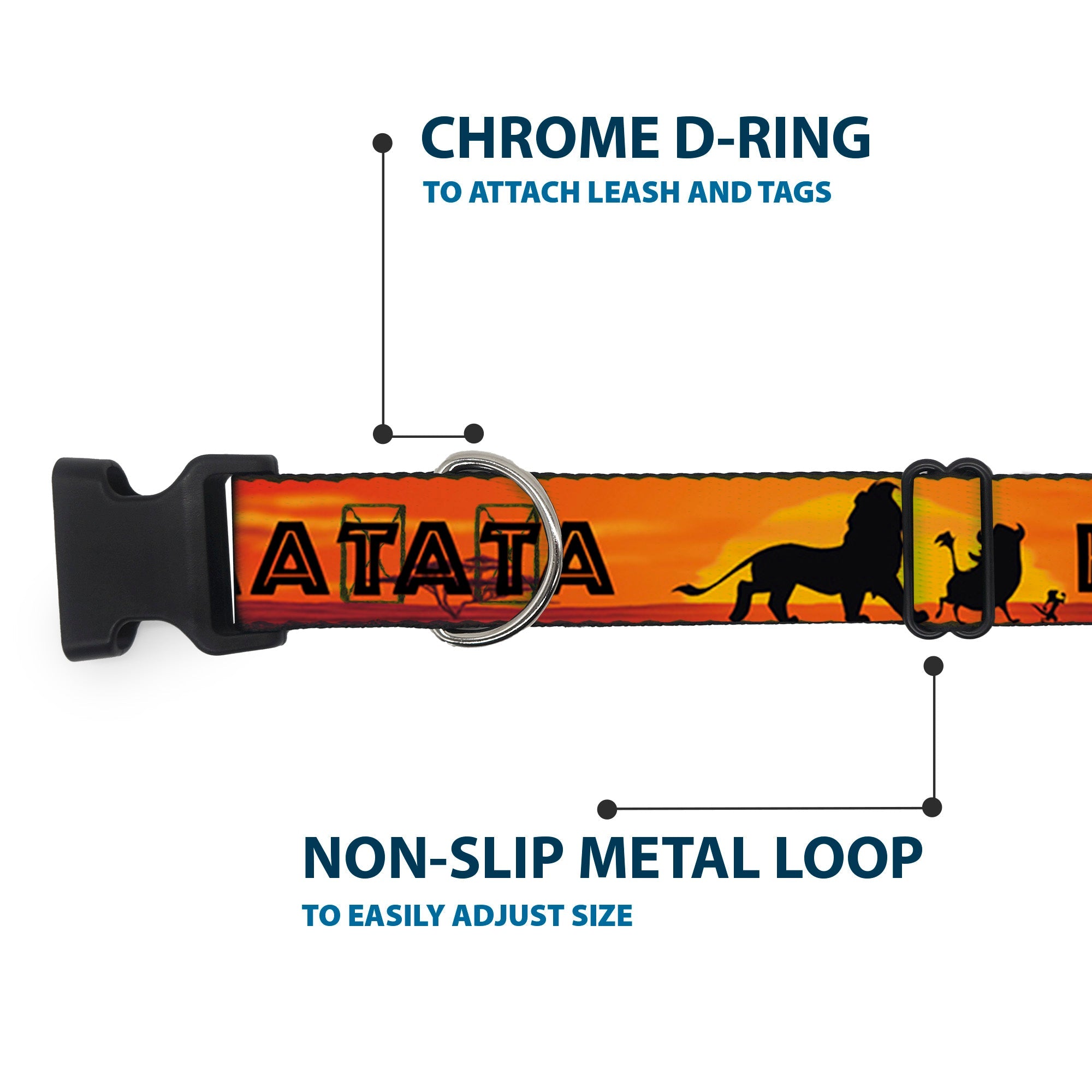 Plastic Clip Collar - Lion King HAKUNA MATATA Sunset Oranges/Black