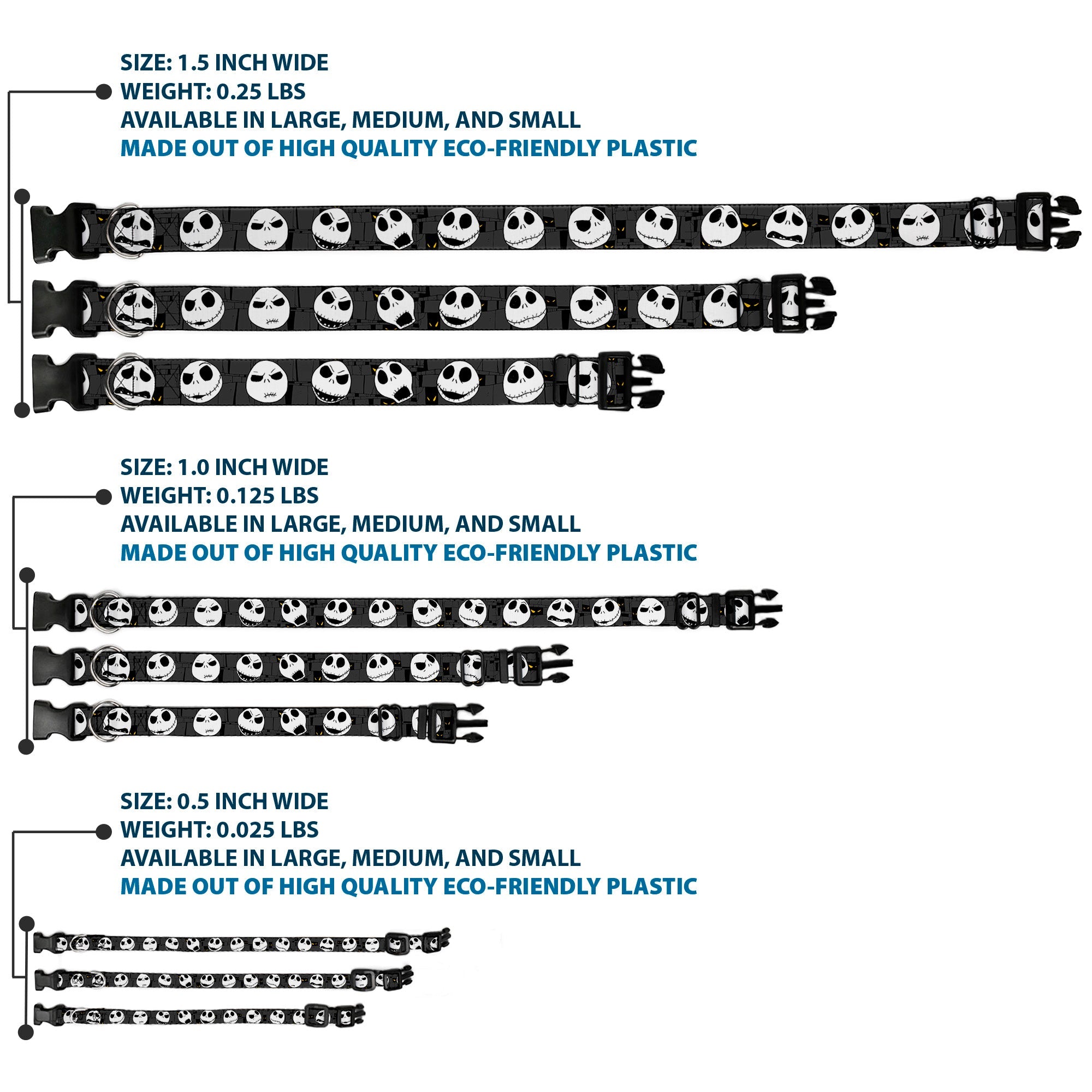 Plastic Clip Collar - Nightmare Before Christmas Jack Expressions Gray